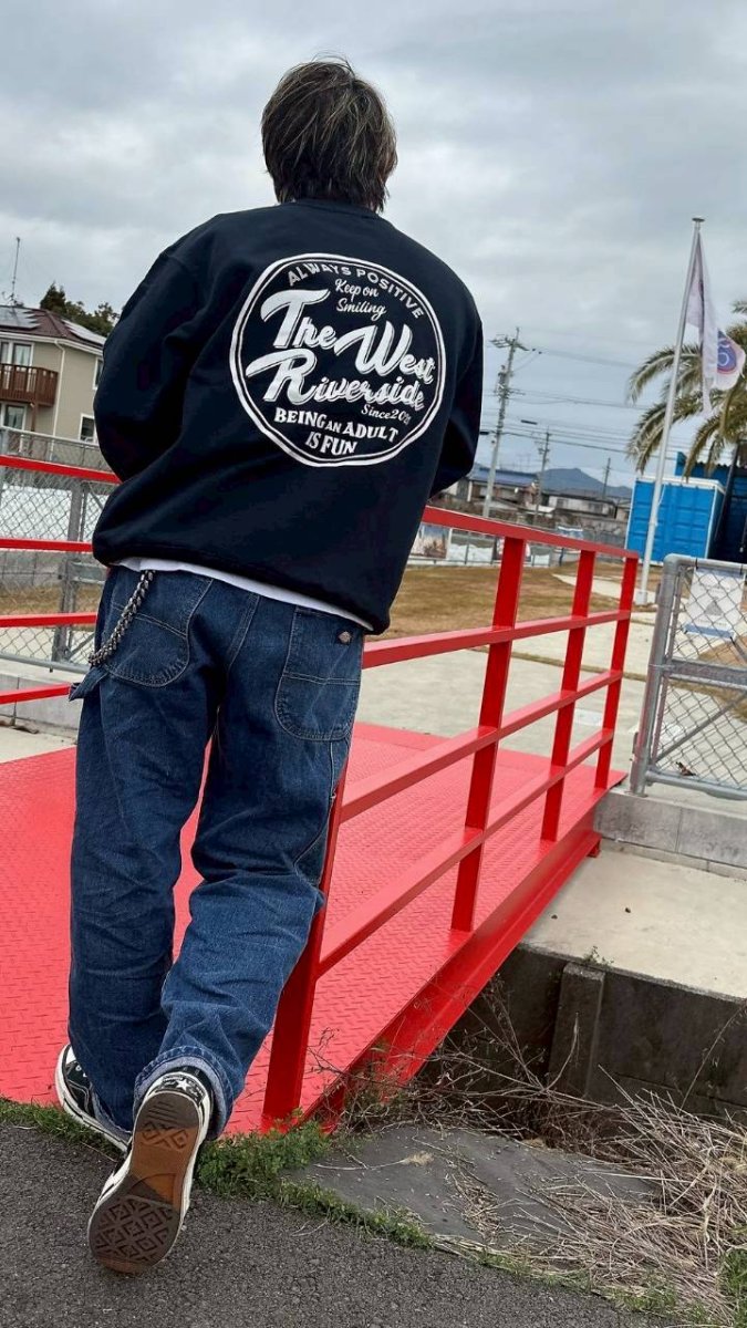 画像1: ポジティブウエストリバーサイドクルーネックスウェット (1)