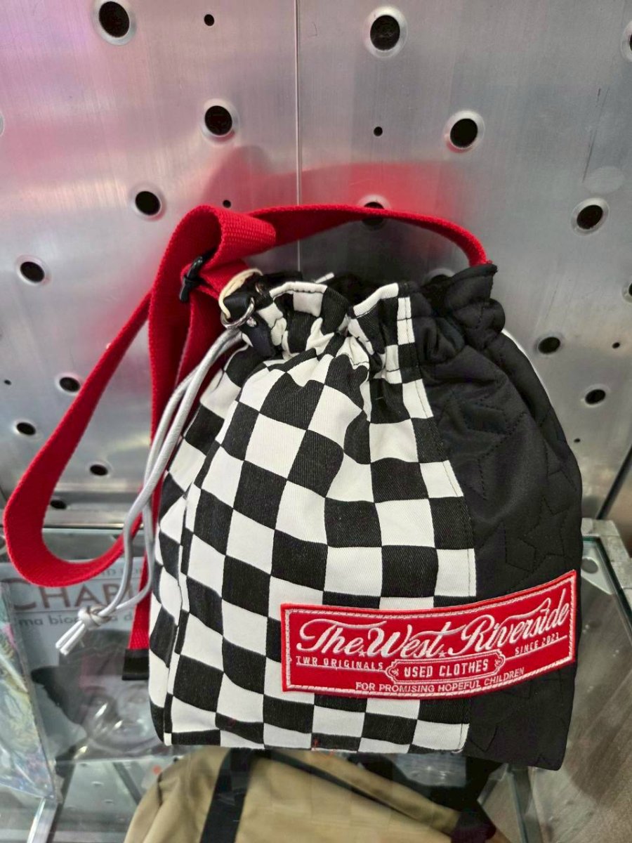 画像1: TWR×FREELY ブロックチェック巾着バッグ (1)