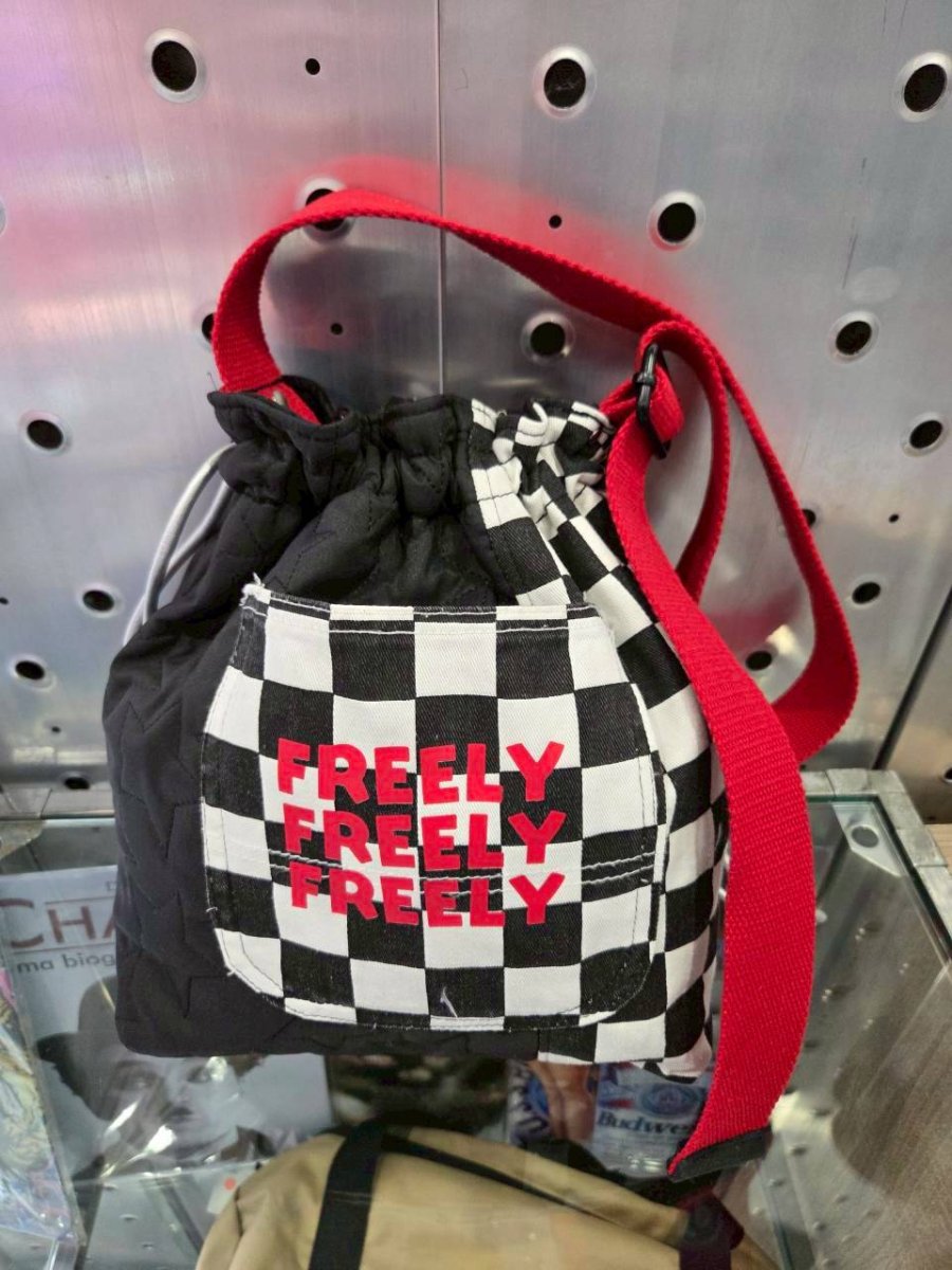 画像2: TWR×FREELY ブロックチェック巾着バッグ (2)