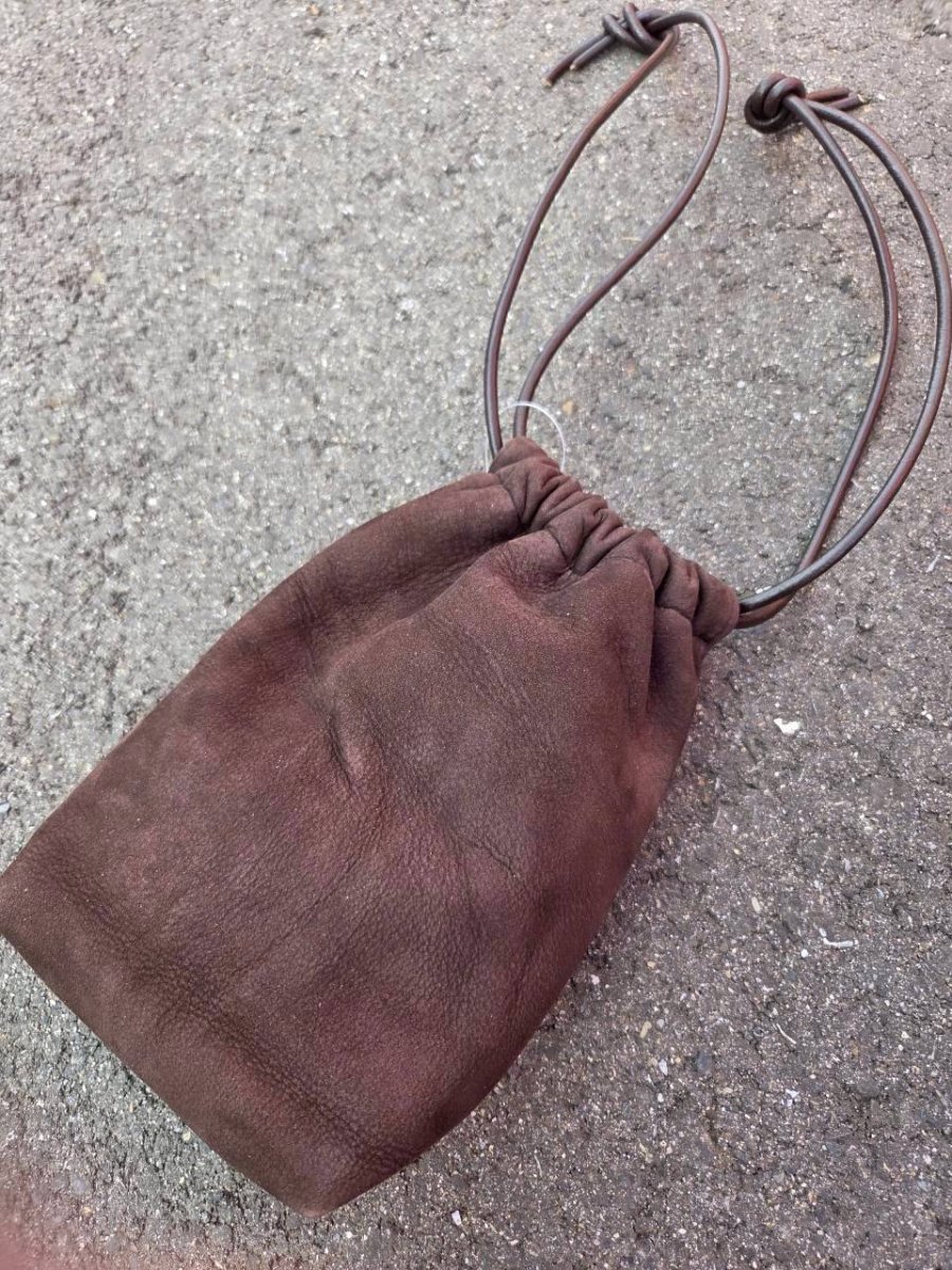 画像1: レザー巾着バッグ (1)