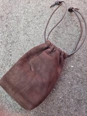 画像1: レザー巾着バッグ (1)