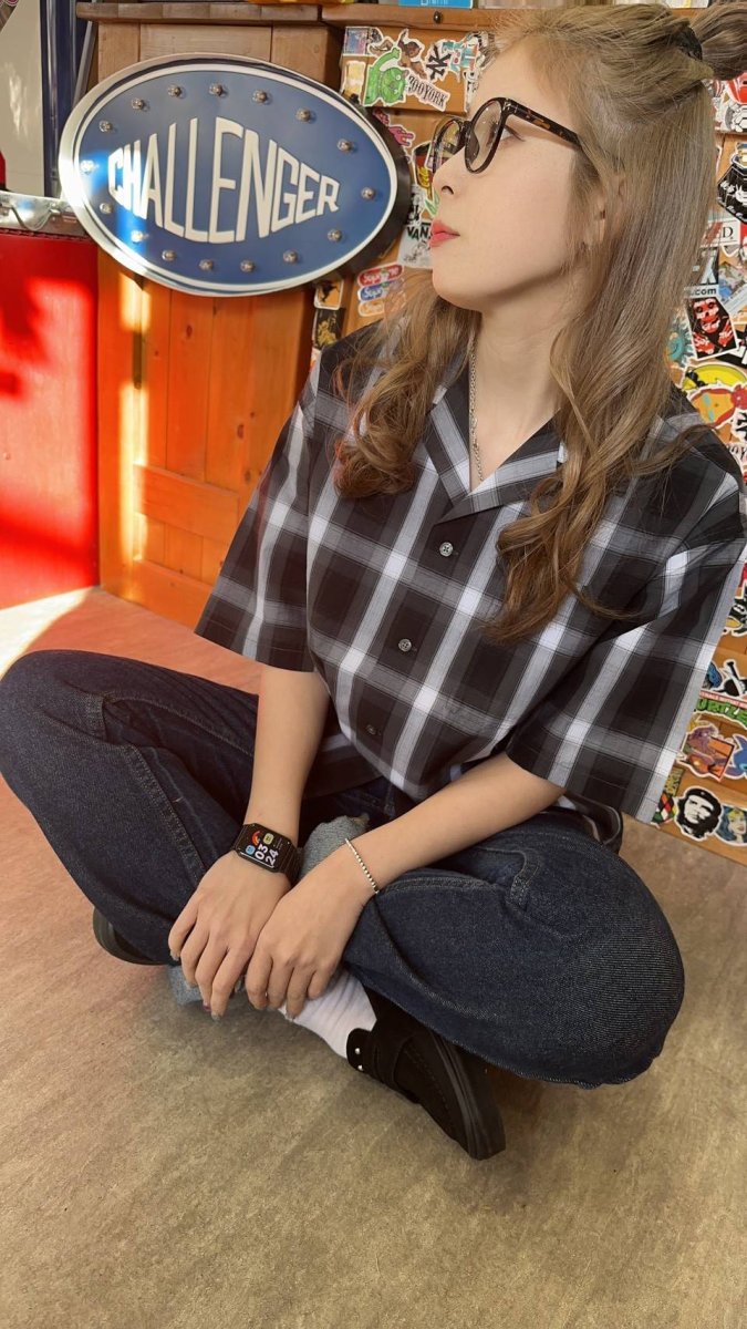 画像2: オープンカラーチェックシャツ (2)