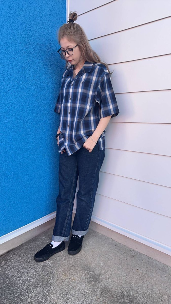 画像3: オープンカラーチェックシャツ (3)