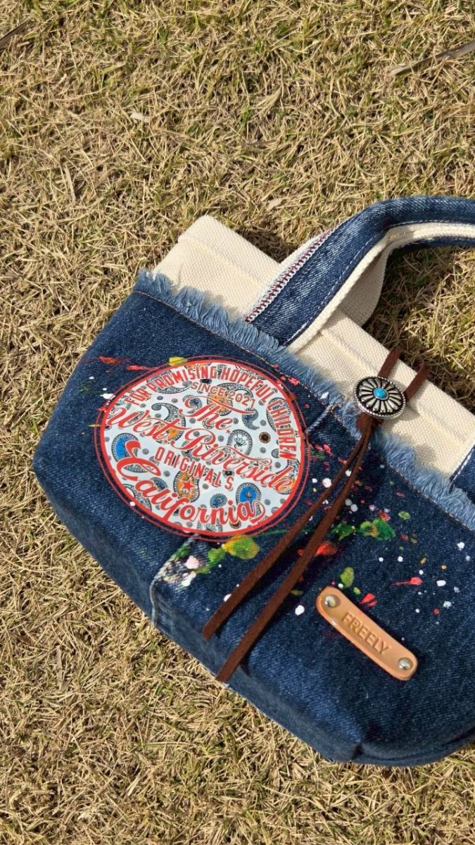 画像1: TWR×FREELY スプラッシュデニムミニトートBAG (1)