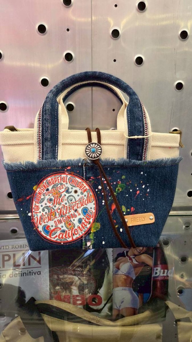 画像2: TWR×FREELY スプラッシュデニムミニトートBAG (2)