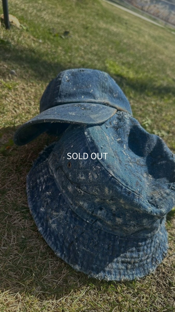 画像3: ダメージ加工デニムバケットハット (3)