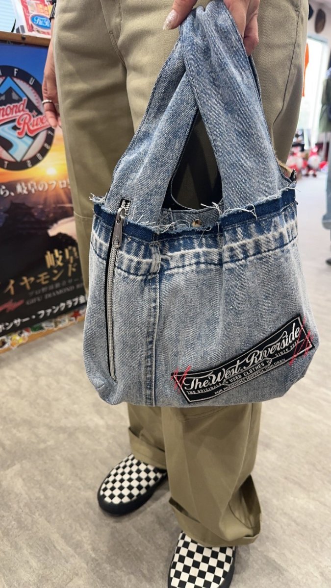 画像7: TWR×FREELY　ダメージデニムマルシェBAG (7)