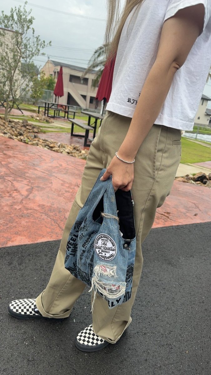 画像6: TWR×FREELY　ダメージデニムマルシェBAG (6)