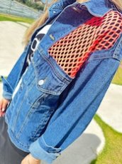 画像9: TWRリメイク　ネオンメッシュデニムジャケット (9)